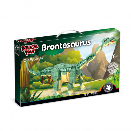Jucarii copii si bebe - Dinozaur de jucarie - Set constructie Brontozaur (611 piese)