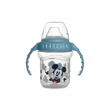 Pentru Bebe - DISNEY MICKEY CANA CU CAPAC SI MANERE 250 ML - CIOC DIN SILICON