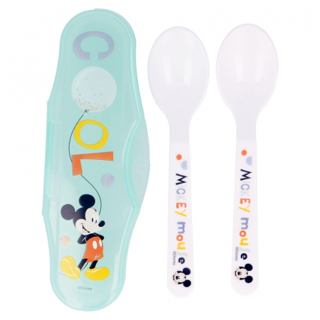 Pentru Bebe - DISNEY MICKEY SET DE 2 LINGURI SI CUTIE DE TRANSPORT