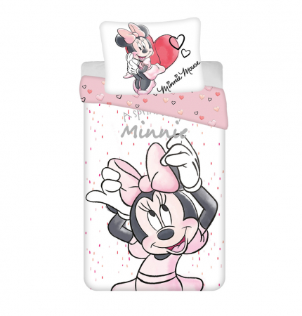 Lenjerii de pat copii si bebe - Disney Minnie White Lenjerie de Pat Copii 140×200cm, 70×90 cm