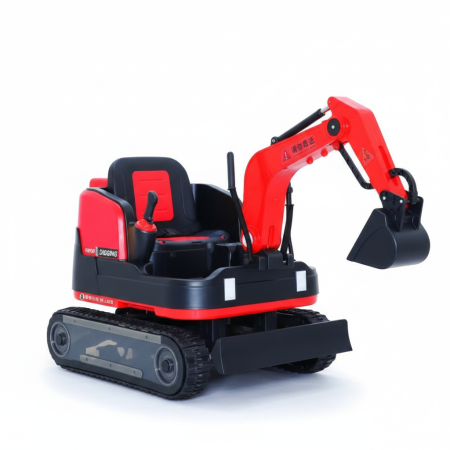 Excavator Electric pentru Copii cu Brat Mobil, Jucarie de Exterior 2 Motoare 55W cu Telecomanda pentru Parinti, ROSU/NEGRU [1]