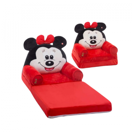 Jucarii de plus - Fotoliu din Plus pentru Copii, Extensibil – Model Minnie Mouse