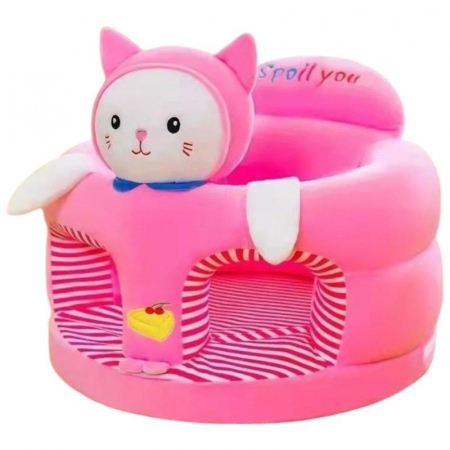 Jucarii de plus - Fotoliu de Plus Moale si Pufos Sit-Up cu Spatar Pisicuta Roz