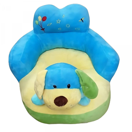 Jucarii de plus - Fotoliu din Plus cu Spatar  pentru Bebe - Catelusul Ham Ham Albastru