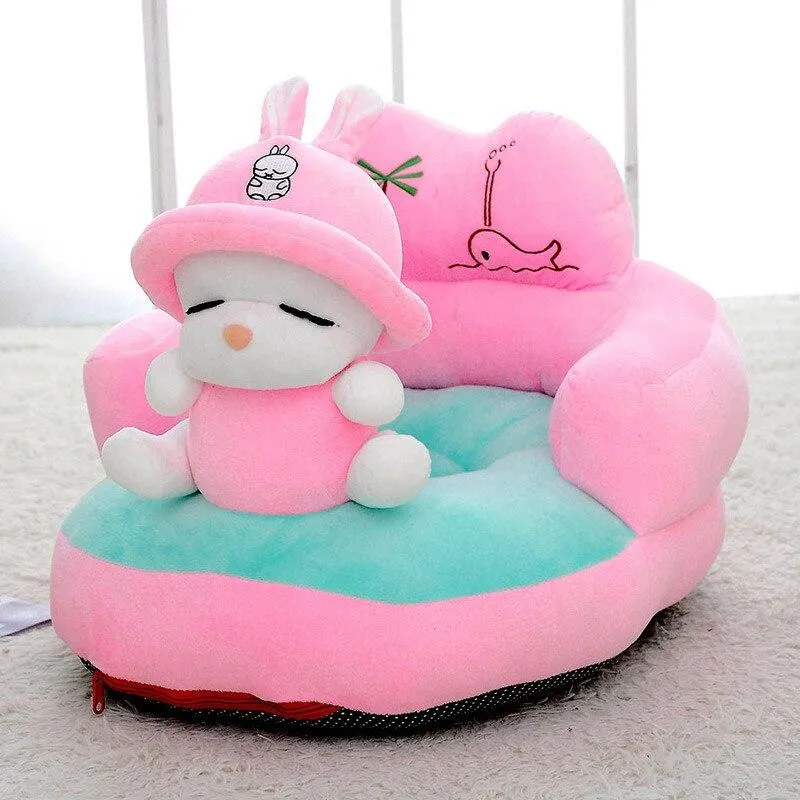 Jucarii de plus - Fotoliu din Plus cu Spatar pentru Bebe - Papusica Roz