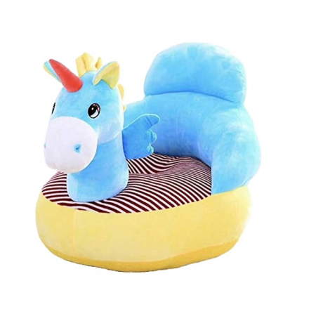 Jucarii de plus - Fotoliu din Plus cu Spatar, pentru Bebe - Unicorn Albastru