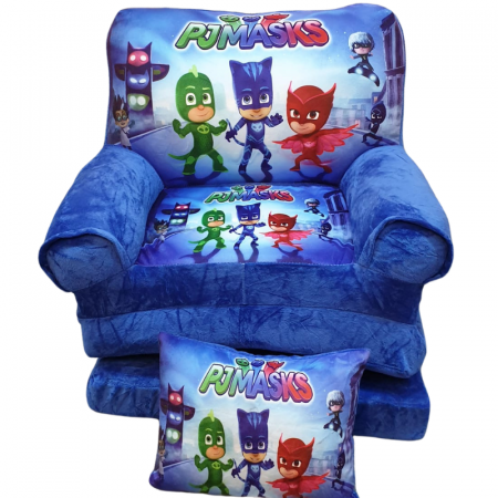 Jucarii de plus - Fotoliu din Plus Extensibil, cu Perna, 3 placi  - Eroi in Pijamale