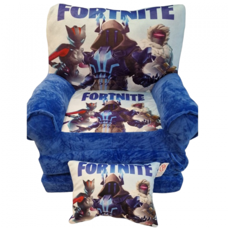 Jucarii de plus - Fotoliu din plus extensibil cu perna, pentru copii, 3 placi - Fortnite