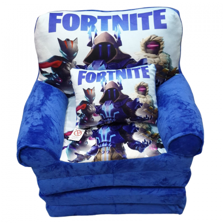 Jucarii de plus - Fotoliu din plus extensibil cu perna , pentru copii, 4 placi - Fortnite