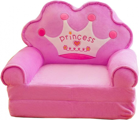 Jucarii copii si bebe - Fotoliu din Plus pentru Copii, Extensibil S – Model Printesa - Roz