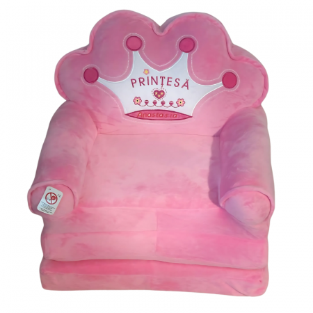 Jucarii de plus - Fotoliu din Plus pentru Copii, Extensibil 3 placi - Printesa Roz