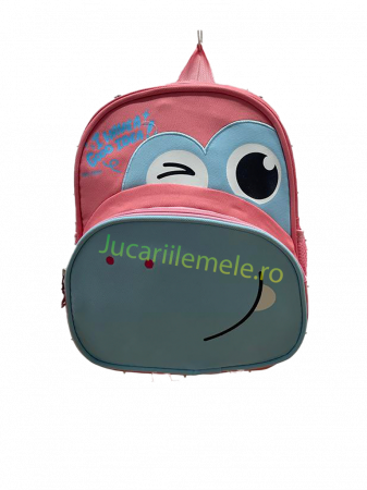 Ghiozdan pentru scoala Roz/Albastru, cu Dinozaur Vesel - 30cm si 2 compartimente [1]