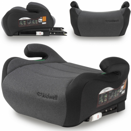 Carucioare si articole transport copii si bebelusi - Inaltator auto 125-150 cm, cu ISOFIX Kidwell Ovan - Black Gray