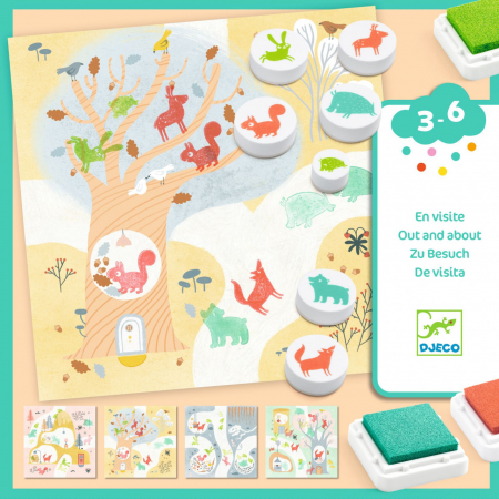 Copii 5 ani+ - Joc creativ cu stampile Animale din padure, Djeco