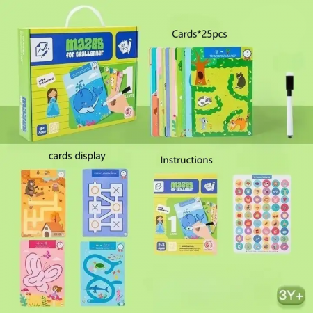 Joc cu labirinturi 25 planse reutilizabile Montessori [2]