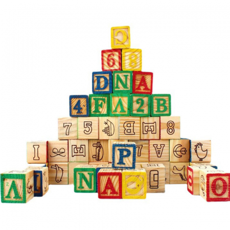 Jucarii din lemn - Joc cuburi din lemn cu cifre, litere Montessori