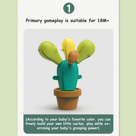 Joc de constructie si echilibru, plastic, pentru copii, in forma de Cactus cu 18 piese colorate [3]