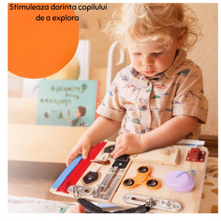 Busy Board - Joc de Îndemânare Montessori Busy Board - Dezvoltare și Învățare Prin Joc