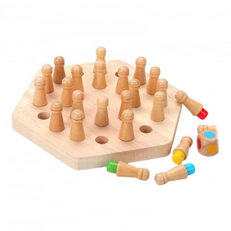 Jucarii si jocuri interactive pentru  copii - Joc de memorie din lemn hexagonal, 24 de piese