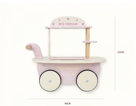 Joc de Rol din Lemn, Carucior cu Inghetata, Roz Pastel [2]