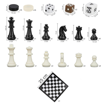 Joc de societate 3 in 1 magnetic – Sah, Table si Dame, Tabla pliabila 25x25 cm [4]