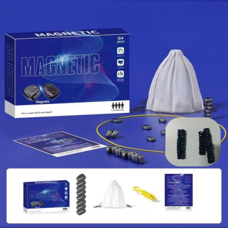 Joc de Societate cu Piese Magnetice pentru Familie si Copii, Ideal pentru Calatorii si Camping, Include Saculet de Depozitare, 20 de Magneti, 9 ani + [9]
