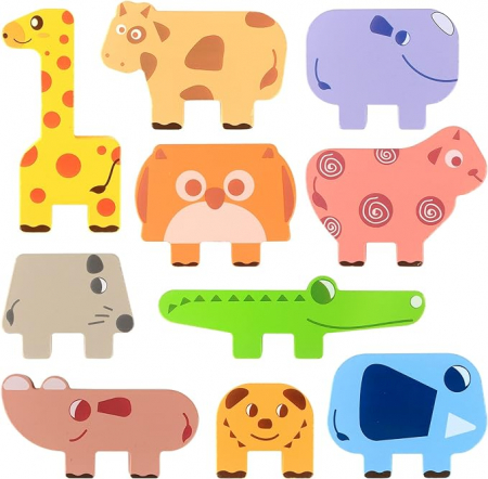 Joc din Lemn Montessori, Turnuletul cu animale, multiolor. [3]
