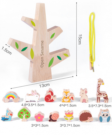 Joc educativ Copacul cu animalute 2 in 1, snuruit si echilibru, multicolor [2]
