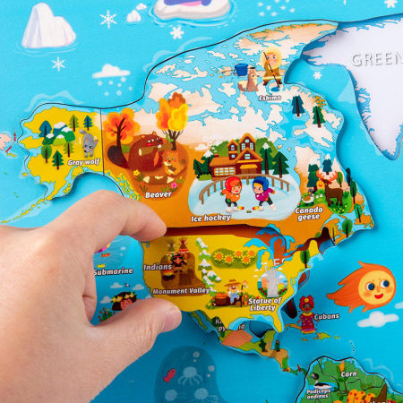 Joc educativ magnetic din lemn Harta Lumii [1]