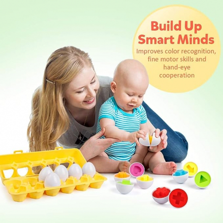 Jocuri si jucarii educative pentru bebe - Joc educativ Sa potrivim oua 12 piese