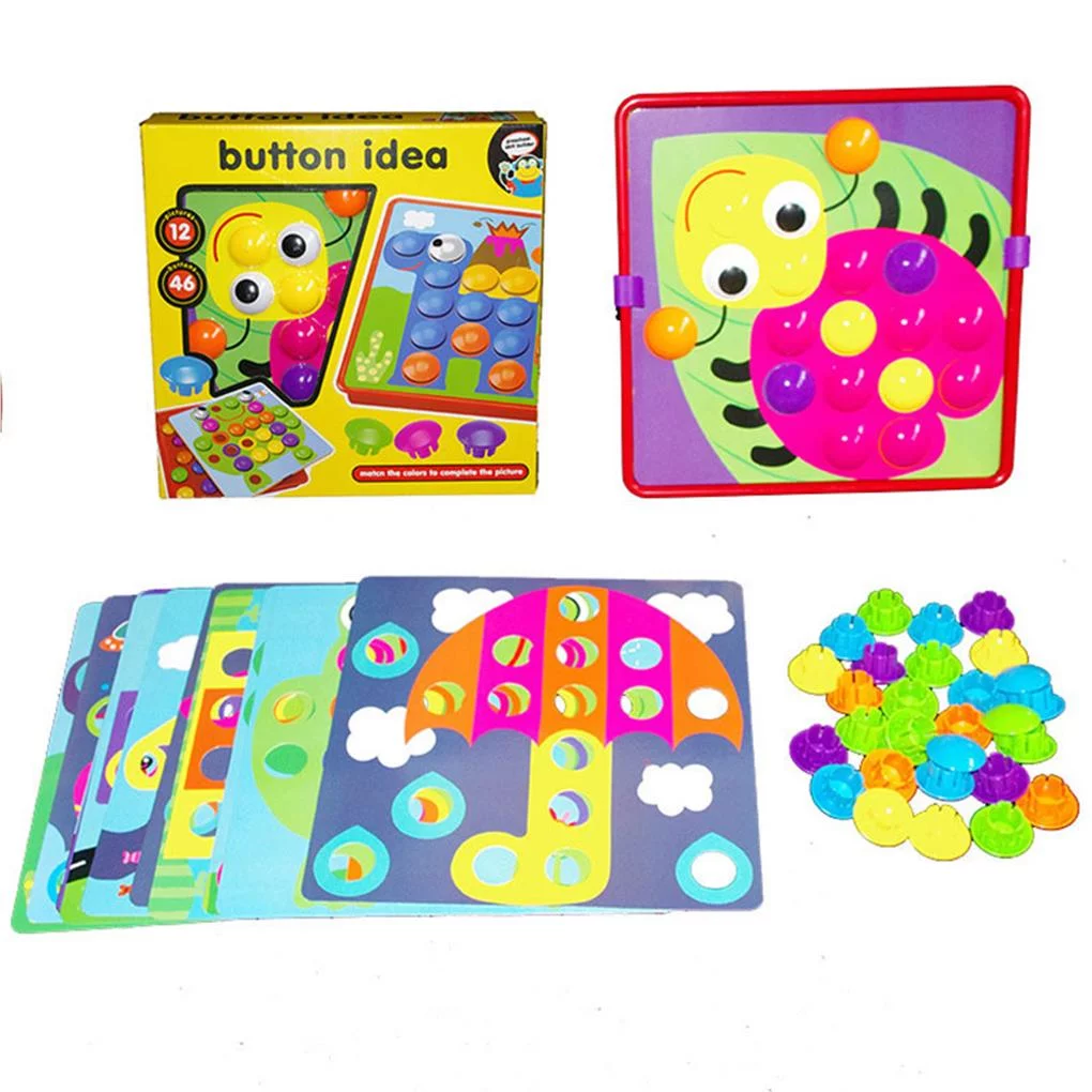 Copii 3 ani+ - Joc Educativ Tip Mozaic cu Butoni, Multicolor