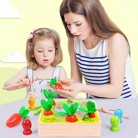 Jucarii magnetice - Joc Montessori 3in1 Pescuit Gradinarit Magnetic