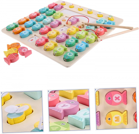Joc Montessori din Lemn, Pescuit Magnetic cu Literele Alfabetului si Albinute [4]