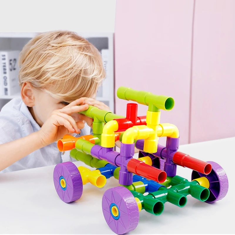 Copii 3 ani+ - Joc STEM de Constructie cu Tuburi 72 Piese