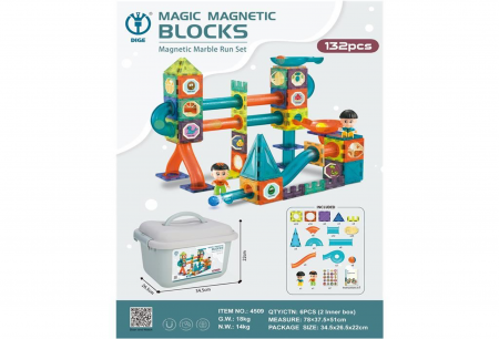 Jucarii si jocuri interactive pentru  copii - Joc STEM cuburi magnetice de constructie, 132 piese