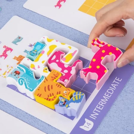 Jucarii din lemn - Joc Tetris din Lemn cu Pisici