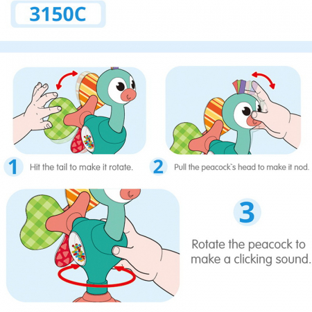 Jucarie Bebe Cu Ventuza - Paun [7]