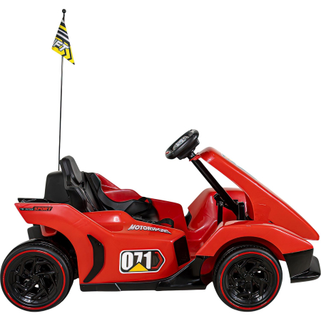 Jucarie de Exterior Kart Electric cu Pedala de Acceleratie si Frana, Volan Reglabil, Functie Drift, ROSU [2]