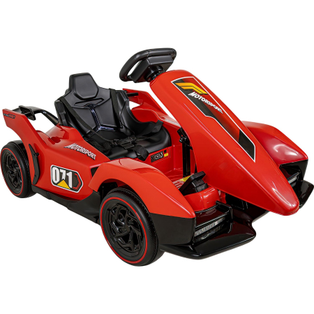 Jucarie de Exterior Kart Electric cu Pedala de Acceleratie si Frana, Volan Reglabil, Functie Drift, ROSU [4]