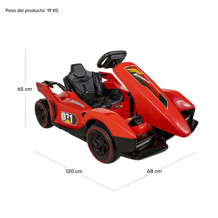 Jucarie de Exterior Kart Electric cu Pedala de Acceleratie si Frana, Volan Reglabil, Functie Drift, ROSU [3]