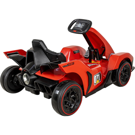 Jucarie de Exterior Kart Electric cu Pedala de Acceleratie si Frana, Volan Reglabil, Functie Drift, ROSU [6]
