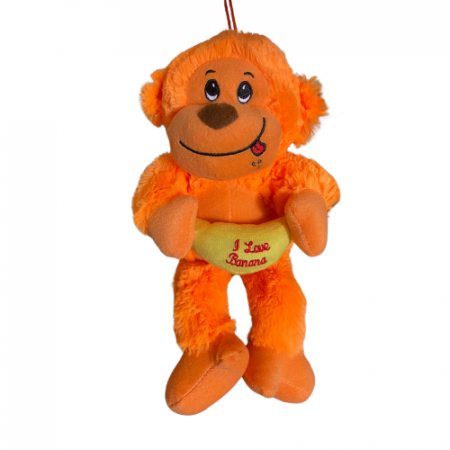 Jucarii fete - Jucarie de Plus, Maimutica Kiki cu Banana, 35 cm, Portocaliu
