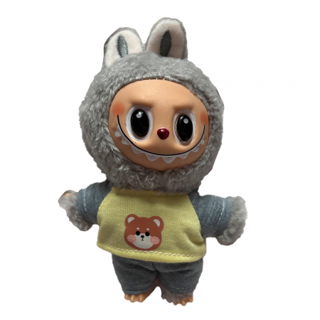 Jucarii de plus - Jucarie de Plus Labubu Ne Pregatim de Nani, 18 cm, Gri