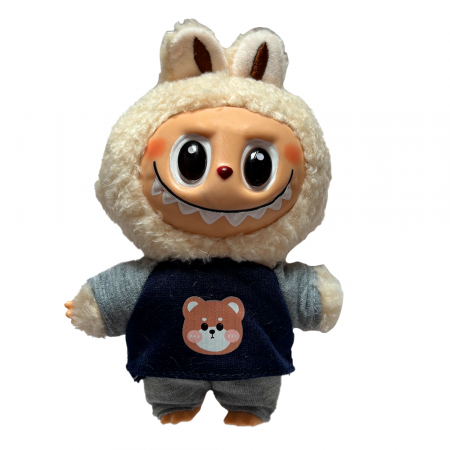 Jucarii de plus - Jucarie de Plus Labubu Ne Pregatim de Nani, 18 cm, Alb