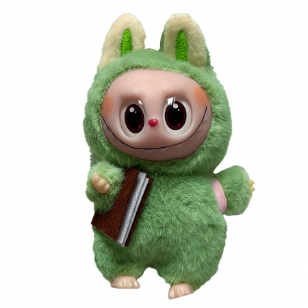 Jucarii de plus - Jucarie de Plus Labubu Merge la Scoala, 18 cm, Verde