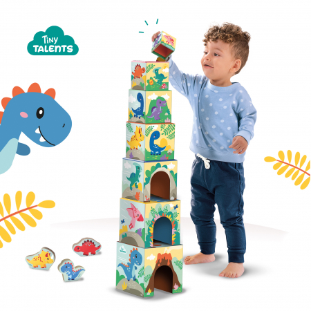 Jucarie de stivuit pentru copii - Turn cu figurine de dinozauri [3]