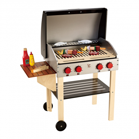 Jucarii si jocuri interactive pentru  copii - Jucarie din lemn - Gratar gourmet cu mancare (22 piese)