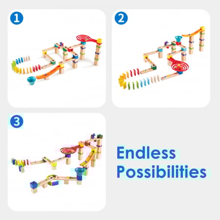Jucarie din lemn - Marble Run Race Track (81 piese) [3]
