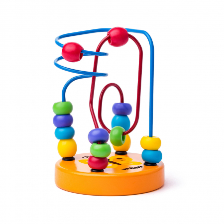 Jucarii Montessori - Jucarie din lemn - Mini labirint portocaliu deschis