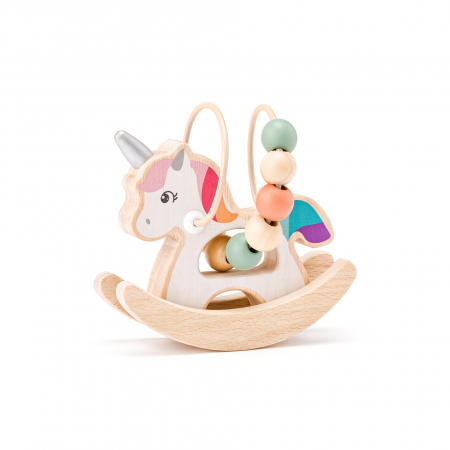 Copii 3 ani+ - Jucarie din lemn - Unicorn cu margele